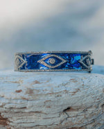 Load image into Gallery viewer, Evil Eye Diamond Navy Bakelite Bangle 2
